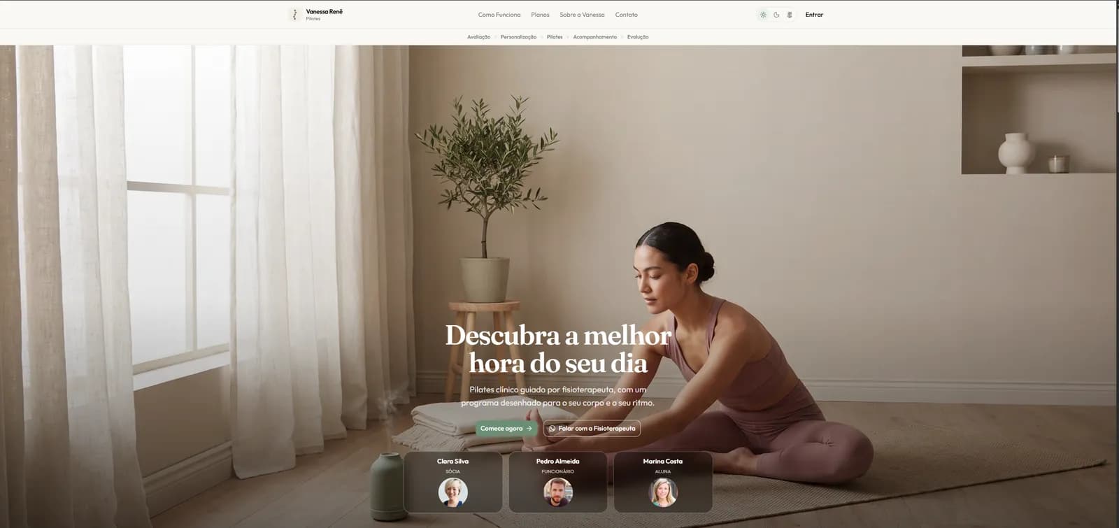 Tela do sistema de VR Pilates
